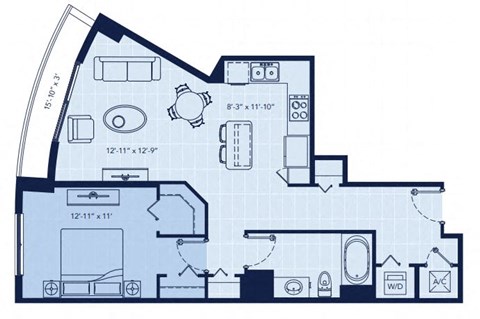 a blue and white floor plan of a house at Regatta at New River, Fort Lauderdale, FL